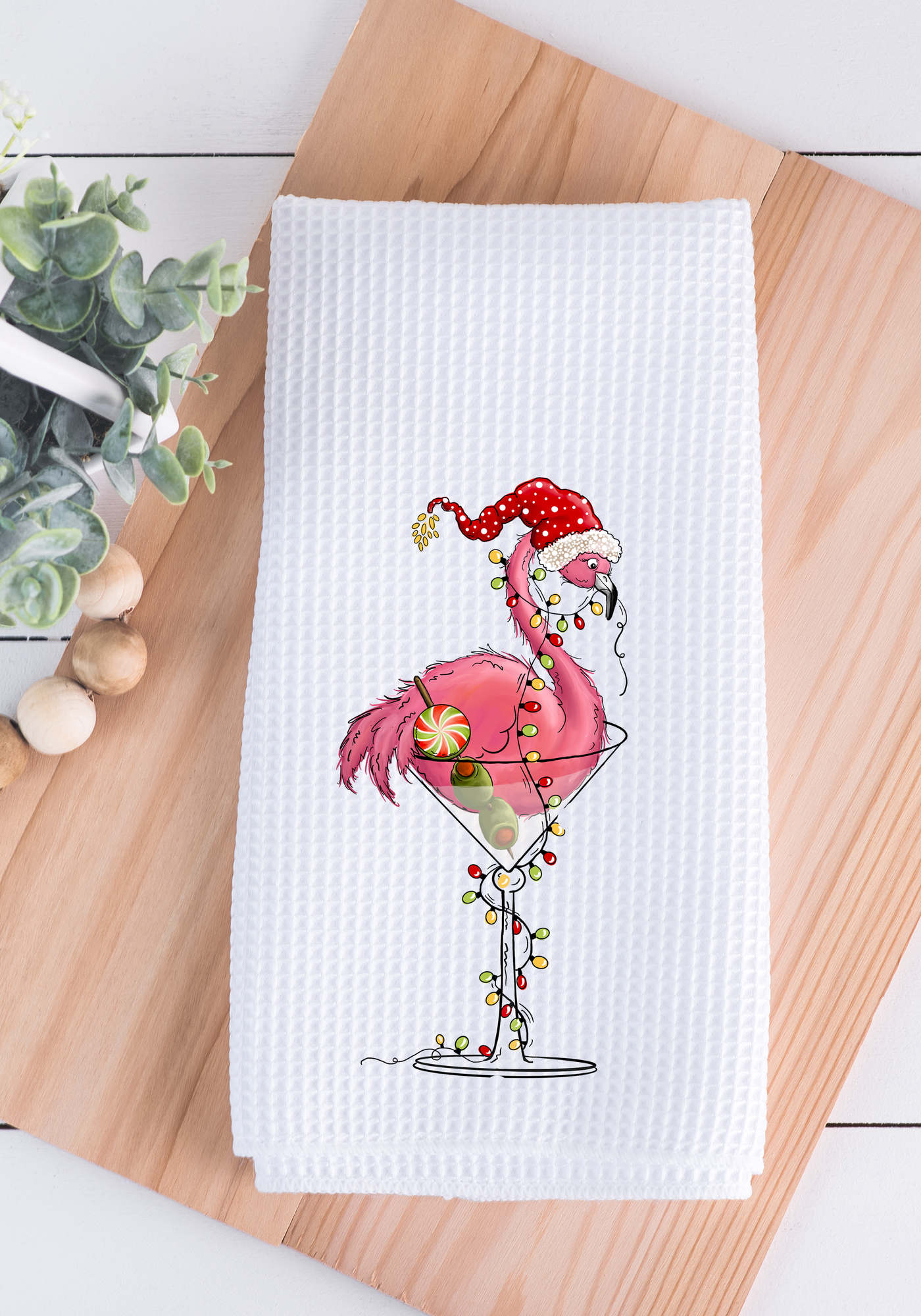 Flamingo Tropical Christmas Kitchen Towel