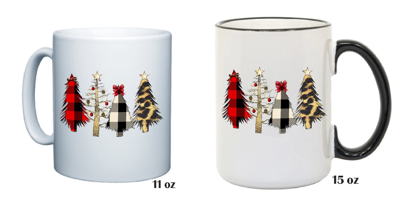 Christmas Trees Coffee Mug, Holiday Gift, Great Christmas Personalized Gift, Gift For Her, Gift For Him, Hot Chocolate Mug