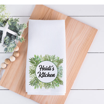 Name Personalization Eucalyptus Kitchen Towel
