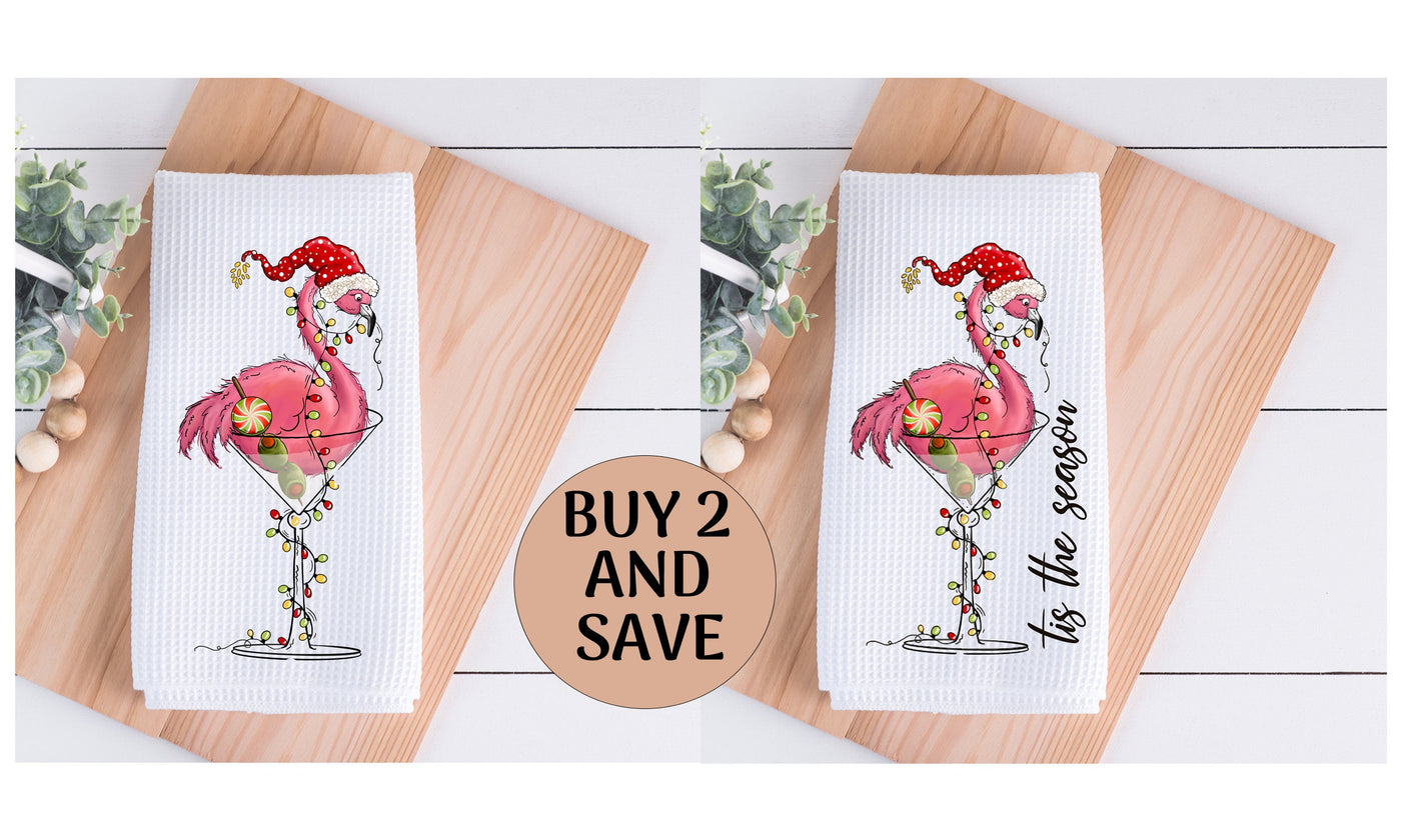 Flamingo Tropical Christmas Kitchen Towel