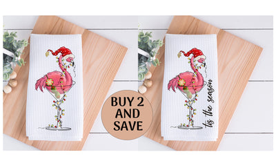 Flamingo Tropical Christmas Kitchen Towel