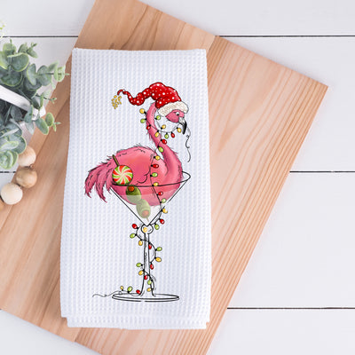 Flamingo Tropical Christmas Kitchen Towel